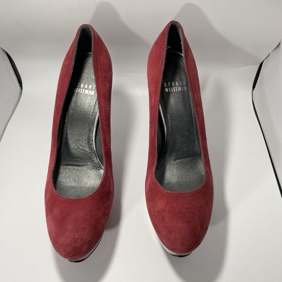 Stuart Weitzman Red Suede Platform High Heel Pumps Women’s 7.5 M Spain - Picture 2 of 10